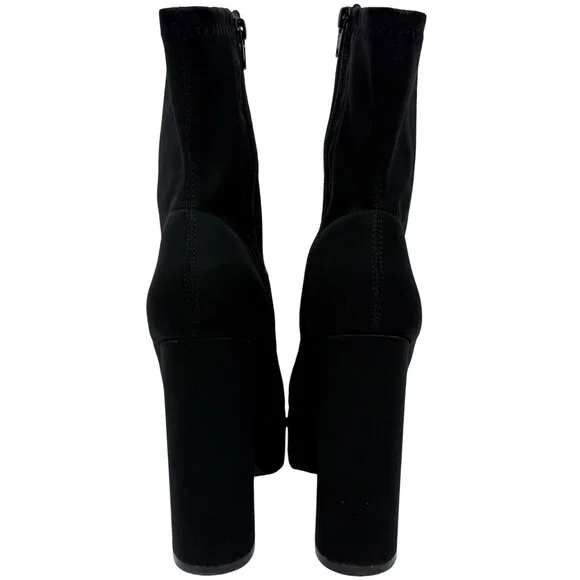 NIB Black Platform Open Toe Chunky Heel Lug Sole Casual Sexy Ankle Boots 10 - Picture 9 of 16